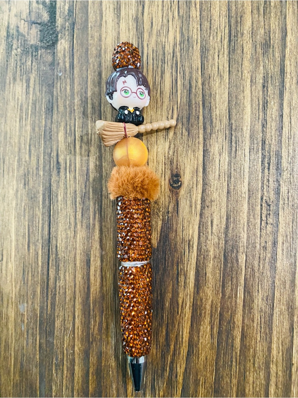 New Harry Potter Brown Beaded Novelty Charm Pen with Pom Pom - Picture 2 of 2